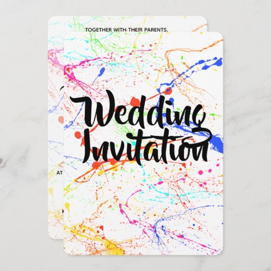 飛び散った結婚式招待状 招待状 (正面/裏面)