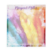 飛び散った羽パーソナライズされた羽 ノートパッド (正面)