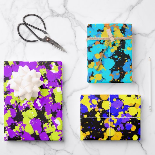 飛び散絵を描った ラッピングペーパーシート (正面)