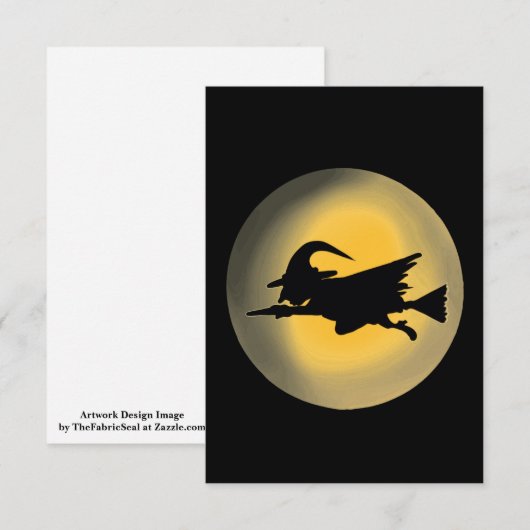 飛び立つ邪悪な魔女のシルエット カード (正面/裏面)