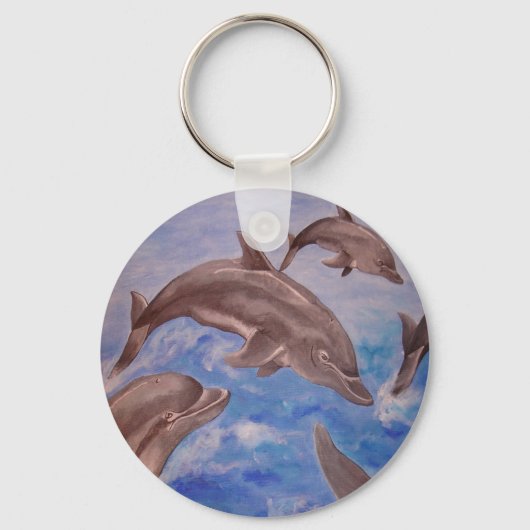 飛び跳ねるイルよくはしゃぐカのさや キーホルダー (正面)