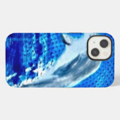 飛び跳ねるイルカ 海の生き物 ブルー iPhoneケース (裏面横)