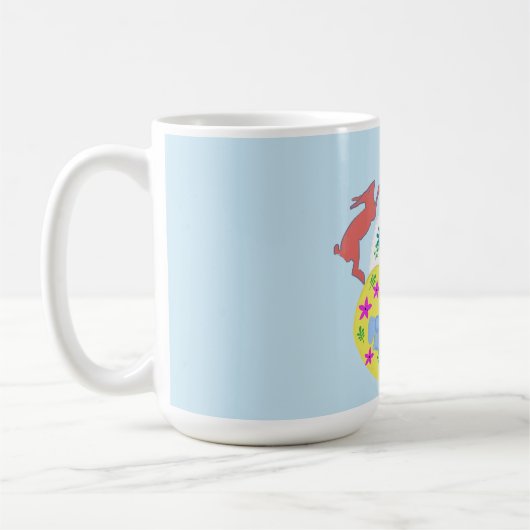 飛び跳ねるウサギ コーヒーマグカップ (左)