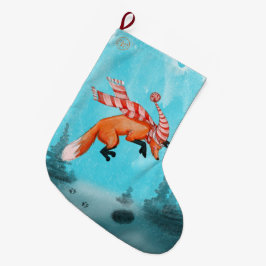 飛び跳ねるキツネのクリスマスストッキング ラージクリスマスストッキング
