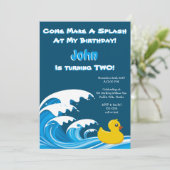 飛び跳ねるダック2歳の誕生日パーティの招待状 招待状 (スタンド正面)