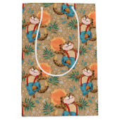 飛び跳ねるヒョウ ミディアムペーパーバッグ (正面)