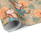 飛び跳ねるヒョウ ラッピングペーパー (ロールコーナー)