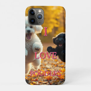 飛び跳ねるプードルの子犬たち iPhone 11 PROケース