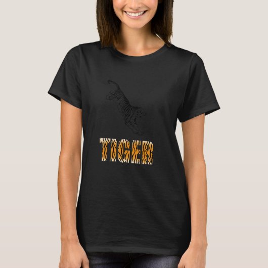 飛び跳ねる大きなトラ Tシャツ (正面)
