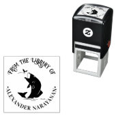 飛び跳ねる魚の食事 「図書館から」名前 セルフインキングスタンプ (インサイチュ)