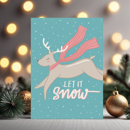 飛び跳ねる鹿 - 折りたたまれたホリデーカード シーズンカード