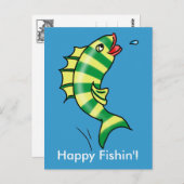 飛び跳ね上がる魚のハガキ ポストカード (正面/裏面)