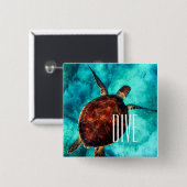 飛び込みのウミガメ 缶バッジ (正面&裏面)