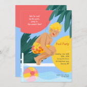 飛び込め！水が気持ちいいプールパーティー 招待状 (正面/裏面)