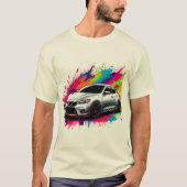 飛び鮮やか散る色のスポーツカー Tシャツ (正面)