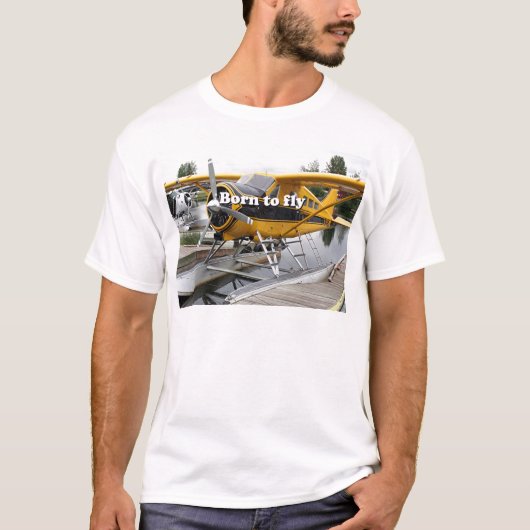 飛ぶために生まれて下さい: 浮遊物の飛行機を一生懸命働かせて下さい Tシャツ (正面)