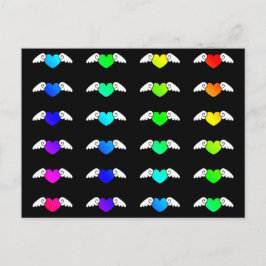 飛ぶハート カラフルな虹色の愛のハート ポストカード