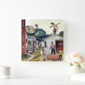 飛ぶ学ぶこと スクエア壁時計 (ホーム)