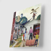 飛ぶ学ぶこと スクエア壁時計 (傾斜)