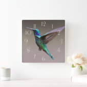 飛ぶ華麗なハチドリ スクエア壁時計 (ホーム)