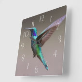 飛ぶ華麗なハチドリ スクエア壁時計 (傾斜)
