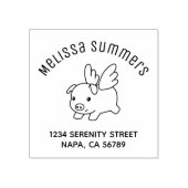 飛ぶ豚、翼のある子豚 アーチ型住所 ラバースタンプ (インプリント)