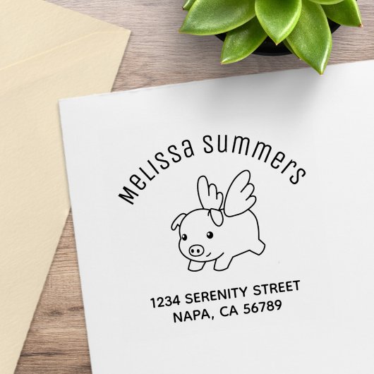 飛ぶ豚、翼のある子豚 アーチ型住所 ラバースタンプ