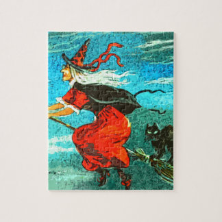 飛ぶ魔女と黒猫のハロウィン ジグソーパズル