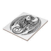 飛んだドラゴンの木版画 タイル (側面)