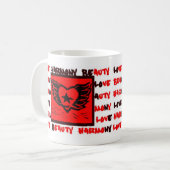 飛んだハートの落書きのマグ コーヒーマグカップ (正面左)