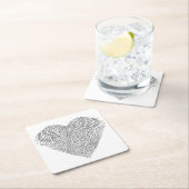 飛んだハートの落書き スクエアペーパーコースター (インサイチュ)