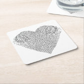 飛んだハートの落書き スクエアペーパーコースター (アングル)
