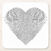飛んだハートの落書き スクエアペーパーコースター (正面)