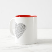 飛んだハートの落書き ツートーンマグカップ (正面左)