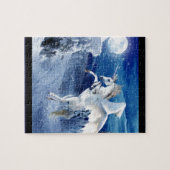 飛んだユニコーンのペガソスの月の馬の雪Tir'Rielle ジグソーパズル (横)