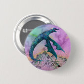 飛んだ蛇の青い紫色のドラゴンモンスターのハ虫類 缶バッジ (正面&裏面)