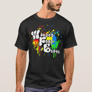 飛んだ足の青の落書きのティー Tシャツ