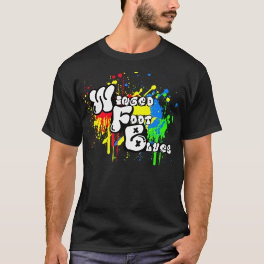 飛んだ足の青の落書きのティー Tシャツ (正面)