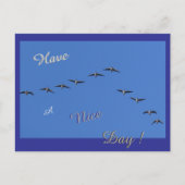 飛んでいるお客様素敵な一日はがきを持っている ポストカード (正面)