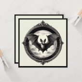 飛んでいるこうもりと満月ゴシック カード (正面/裏面インサイチュ)