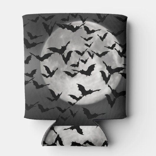 飛んでいるこうもりと満月 缶クーラー (裏面)