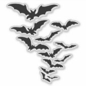 飛んでいるこうもりコロニーのシルエット シール (正面)