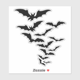 飛んでいるこうもりコロニーのシルエット シール