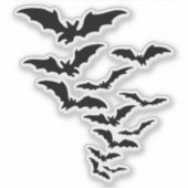 飛んでいるこうもりコロニーのシルエット シール (正面)