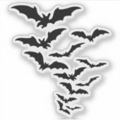 飛んでいるこうもりコロニーのシルエット シール (正面)