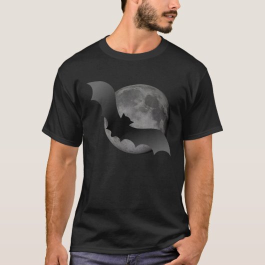 飛んでいるこうもり満月~ノワール Tシャツ (正面)