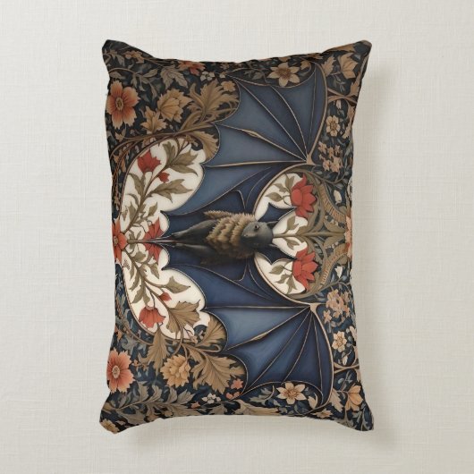 飛んでいるこうもり – ウィモダンリアムモリスフローラ アクセントクッション (正面(垂直))