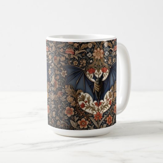 飛んでいるこうもり – ウィモダンリアムモリスフローラ コーヒーマグカップ (正面右)