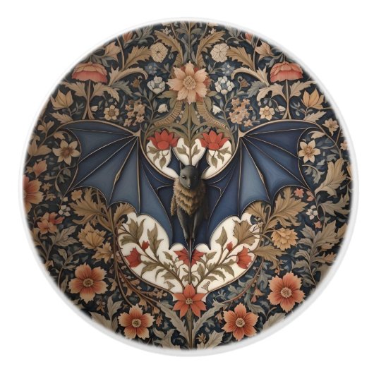 飛んでいるこうもり – ウィモダンリアムモリスフローラ セラミックノブ (正面)