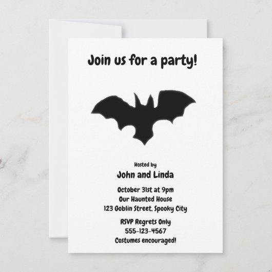 飛んでいるこうもり 招待状 (裏面)